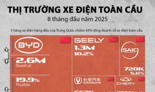 Thị phần của các hãng xe điện trên toàn cầu