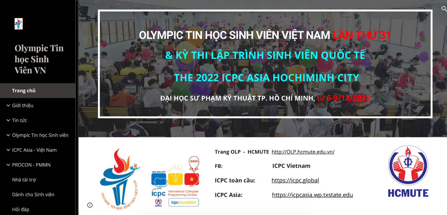 OLP’22, Procon Việt Nam và ICPC Asia HoChiMinh City sẽ diễn ra từ ngày 06 - 9/12/2022