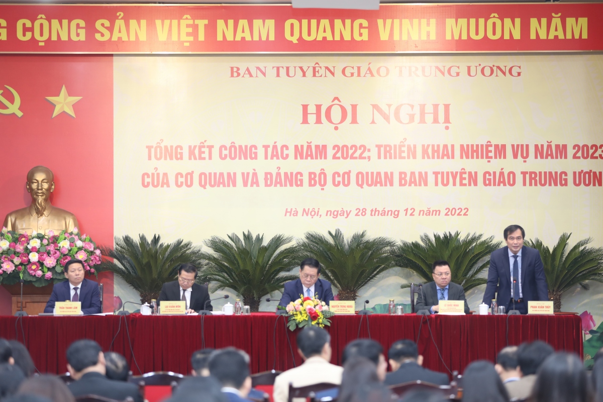 Ban Tuyên giáo Trung ương tổ chức Hội nghị tổng kết công tác năm 2022, triển khai nhiệm vụ năm 2023 của cơ quan và Đảng bộ cơ quan Ban Tuyên giáo Trung ương 