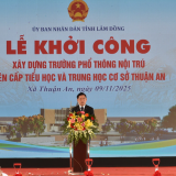 Phó Thủ tướng Hồ Đức Phớc dự Lễ khởi công dự án đầu tư xây dựng Trường Phổ thông nội trú liên cấp tiểu họ và trung học cơ sở Thuận An, Lâm Đồng