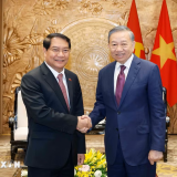 Tổng Bí thư, Chủ tịch nước Tô Lâm tiếp Bí thư Thành ủy, Chủ tịch Hội đồng nhân dân Thủ đô Vientiane (Lào)