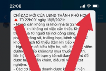 Thông tin chỉ đạo của UBND TP. HCM lan truyền trên mạng là giả mạo
