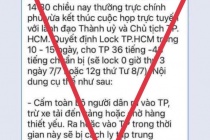Bác bỏ tin lan truyền lock TP Hồ Chí Minh trong 10-15 ngày