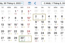 Dịp lễ 30/4 - 1/5 năm 2022 được nghỉ mấy ngày?
