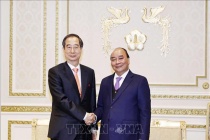 Chủ tịch nước Nguyễn Xuân Phúc hội kiến Thủ tướng Hàn Quốc Han Duck Soo