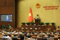 Quốc hội thảo luận tại Hội trường về dự án Luật Viễn thông (sửa đổi)