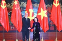 Thường trực Ban Bí thư Trương Thị Mai hội đàm với Chánh Văn phòng Trung ương Đảng Cộng sản Trung Quốc