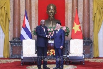 Chủ tịch nước Lương Cường hội kiến Chủ tịch Quốc hội Chính quyền Nhân dân Cuba