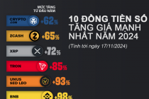 10 đồng tiền số tăng giá mạnh nhất từ đầu năm 2024