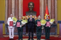 Bốn sĩ quan cấp cao quân đội và công an được thăng quân hàm, cấp bậc hàm Thượng tướng