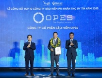 OPES lọt Top 10 công ty bảo hiểm phi nhân thọ uy tín nhất Việt Nam 2025 do Vietnam Report công bố