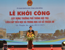Phó Thủ tướng Hồ Đức Phớc dự Lễ khởi công dự án đầu tư xây dựng Trường Phổ thông nội trú liên cấp tiểu họ và trung học cơ sở Thuận An, Lâm Đồng