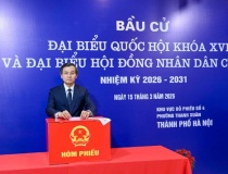 Giám đốc Học viện Chính trị quốc gia Hồ Chí Minh tham gia bầu cử tại Khu vực số 4, phường Thanh Xuân