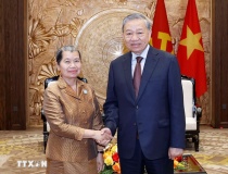 Tổng Bí thư Tô Lâm tiếp Đoàn đại biểu Hội đồng Quốc gia Mặt trận Đoàn kết Phát triển Tổ quốc Campuchia
