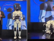 Robot hình người tích hợp chip AI của Qualcomm đổ gục trong sự kiện tại Đài Bắc
