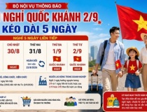 Lịch nghỉ Quốc khánh 2/9 năm 2026 kéo dài 5 ngày