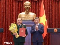 Tổng Bí thư, Chủ tịch nước Tô Lâm trao Quyết định thăng quân hàm Thượng tướng cho đồng chí Lê Quang Đạo
