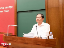 Chủ tịch Quốc hội Trần Thanh Mẫn trao đổi chuyên đề về đổi mới tư duy xây dựng thể chế, pháp luật với các Ủy viên Trung ương Đảng