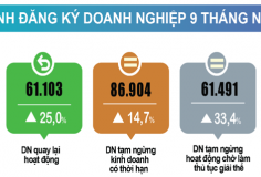 Bình quân mỗi tháng có 20 nghìn doanh nghiệp thành lập mới và quay trở lại hoạt động