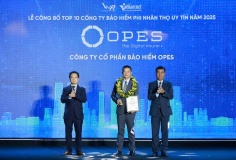 OPES lọt Top 10 công ty bảo hiểm phi nhân thọ uy tín nhất Việt Nam 2025 do Vietnam Report công bố