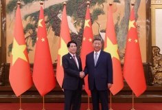 Chủ tịch nước Lương Cường hội đàm với Tổng Bí thư, Chủ tịch nước Trung Quốc Tập Cận Bình
