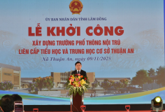 Phó Thủ tướng Hồ Đức Phớc dự Lễ khởi công dự án đầu tư xây dựng Trường Phổ thông nội trú liên cấp tiểu họ và trung học cơ sở Thuận An, Lâm Đồng