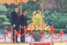 Thủ tướng Lê Minh Hưng chủ trì lễ đón Thủ tướng Slovakia thăm chính thức Việt Nam