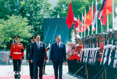 Lễ đón trọng thể Tổng Bí thư, Chủ tịch nước và Phu nhân thăm chính thức Vương quốc Thái Lan