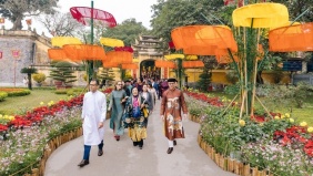 Rực rỡ Đường hoa Tết ở Khu Di sản Văn hóa Thế giới Hoàng thành Thăng Long