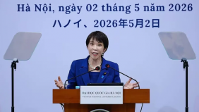 Thủ tướng Nhật Bản phát biểu chính sách tại Đại học Quốc gia Hà Nội