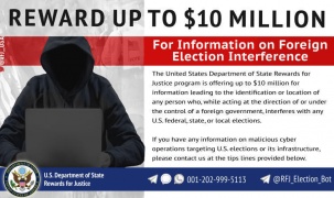 Mỹ treo thưởng 10 triệu USD cho việc phát hiện tin tặc tham gia vào cuộc bầu cử