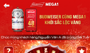 Budweiser và Mega1 kết hợp ‘tung’ khuyến mãi khủng săn 48 lượng vàng