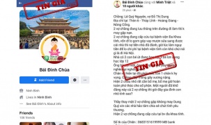 Giả mạo tài khoản Facebook chùa Bái Đính kêu gọi từ thiện