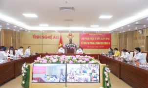 Lần đầu tiên Nghệ An tổ chức hội nghị trực tuyến phòng chống dịch Covid-19 đến cấp xã.