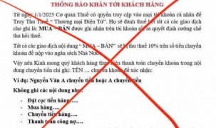 Thông tin giao dịch thương mại điện tử sẽ bị thu thuế 10% là giả mạo