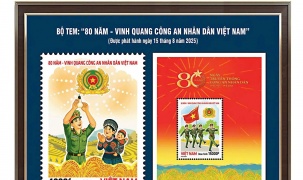 Phát hành bộ tem bưu chính chủ đề “80 năm - Vinh quang Công an nhân dân Việt Nam”