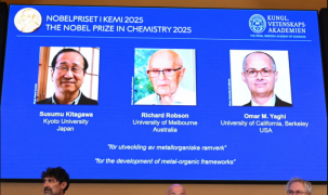 Giải Nobel Hóa học 2025 được trao cho các tác giả của 'Khung hữu cơ - kim loại'
