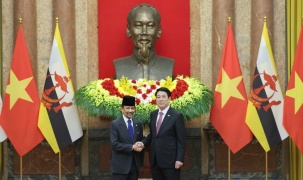 Chủ tịch nước Lương Cường chủ trì lễ đón chính thức Quốc vương Brunei