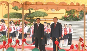 Tổng Bí thư Tô Lâm chủ trì Lễ đón Tổng Bí thư, Chủ tịch nước Lào Thongloun Sisoulith