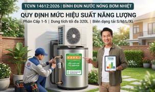 Tiêu chuẩn về hiệu suất năng lượng bình đun nước nóng công nghệ bơm nhiệt