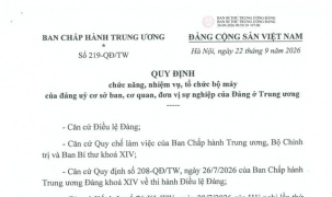 Ban Bí thư quy định tổ chức bộ máy đảng ủy cơ sở ban, cơ quan, đơn vị sự nghiệp của Đảng