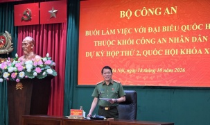 Bộ trưởng Lương Tam Quang làm việc với đại biểu Quốc hội thuộc khối Công an nhân dân dự Kỳ họp thứ 2, Quốc hội khóa XVI