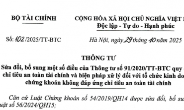 Một số nội dung chính quy định tại thông tư số 102/2025/TT-BTC sửa đổi, bổ sung