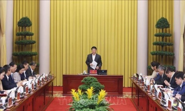 Chủ tịch nước Lương Cường chủ trì giao ban công tác với Văn phòng Chủ tịch nước