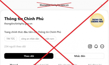 Cảnh báo xuất hiện tài khoản giả mạo 'Thông tin Chính phủ' trên MXH Threads