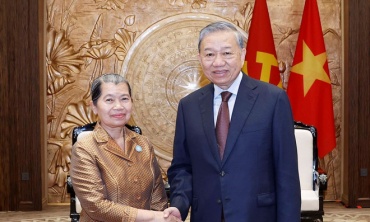 Tổng Bí thư Tô Lâm tiếp Đoàn đại biểu Hội đồng Quốc gia Mặt trận Đoàn kết Phát triển Tổ quốc Campuchia
