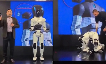Robot hình người tích hợp chip AI của Qualcomm đổ gục trong sự kiện tại Đài Bắc