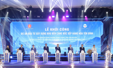 Phó Thủ tướng Thường trực Phạm Gia Túc dự lễ khởi công cảng Yên Bình (Thái Nguyên)