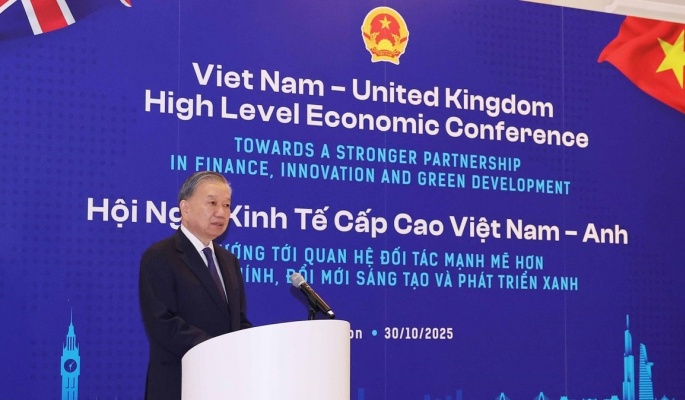 Tổng Bí thư Tô Lâm phát biểu tại Hội nghị Kinh tế cấp cao Việt Nam - Anh