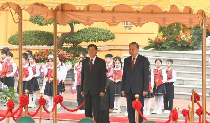 Tổng Bí thư Tô Lâm chủ trì Lễ đón Tổng Bí thư, Chủ tịch nước Lào Thongloun Sisoulith